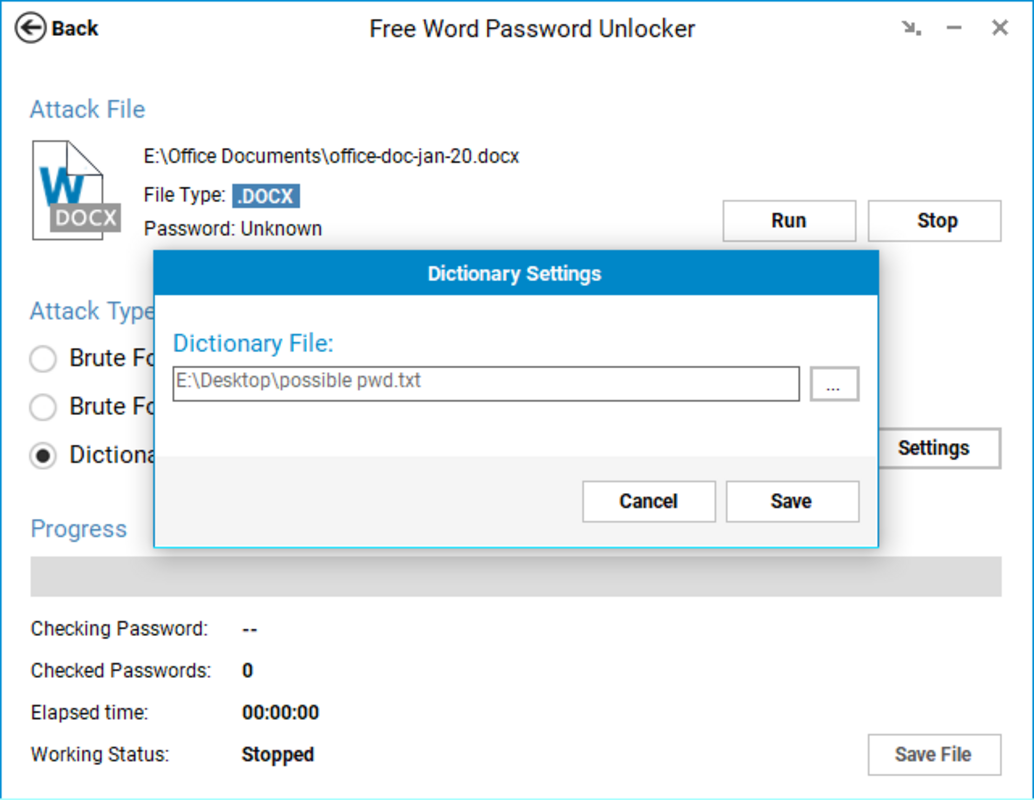 Free Word Password Unlocker 2.0.1 feature