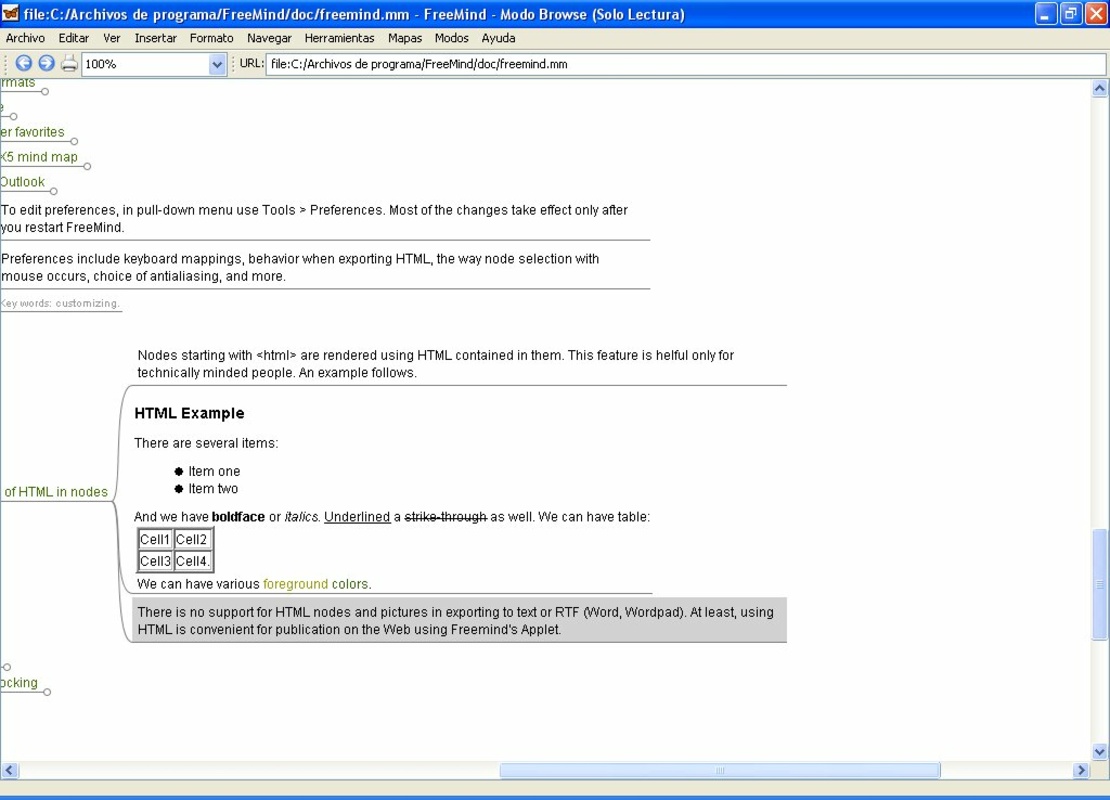 FreeMind 1.0.1 for Windows Screenshot 1