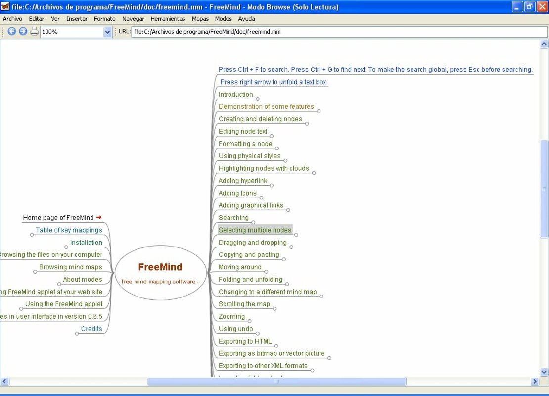 FreeMind 1.0.1 for Windows Screenshot 3