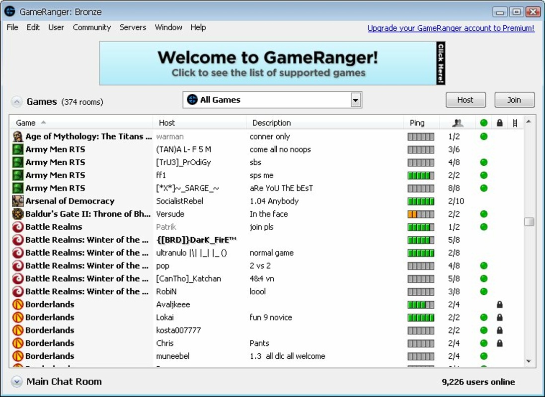 GameRanger 4.9 for Windows Screenshot 1