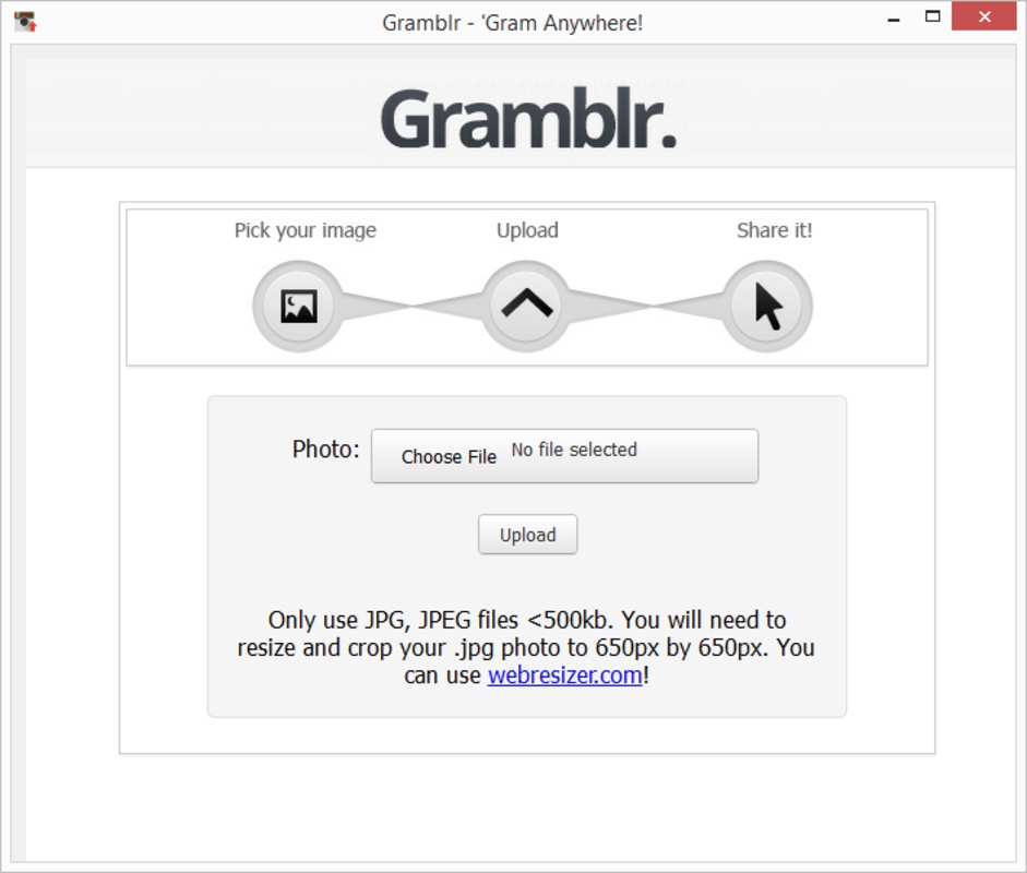 Gramblr 1.0.0 for Windows Screenshot 1