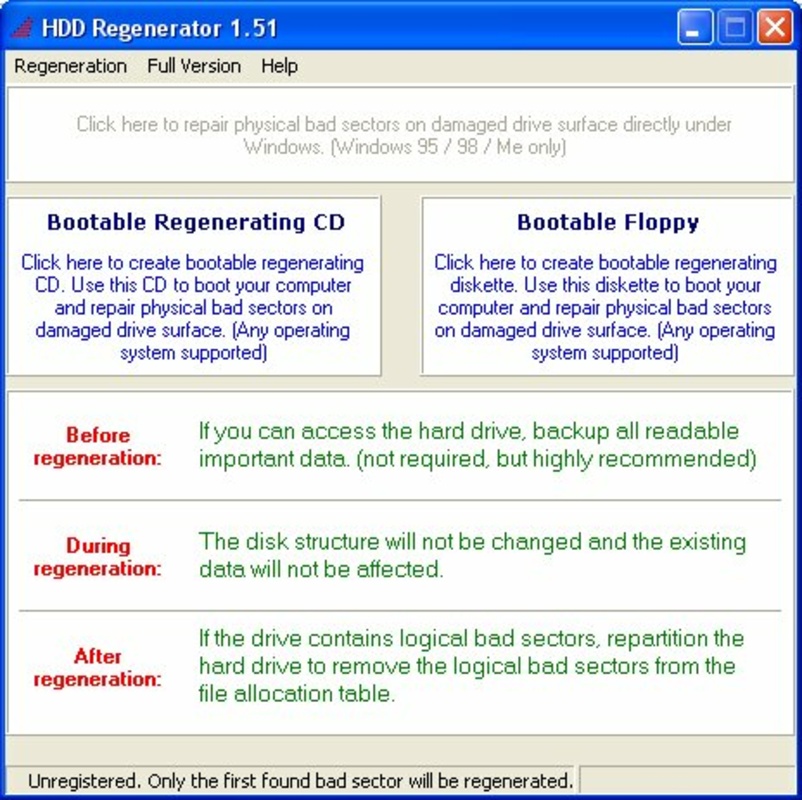 HDD Regenerator 2011 for Windows Screenshot 1