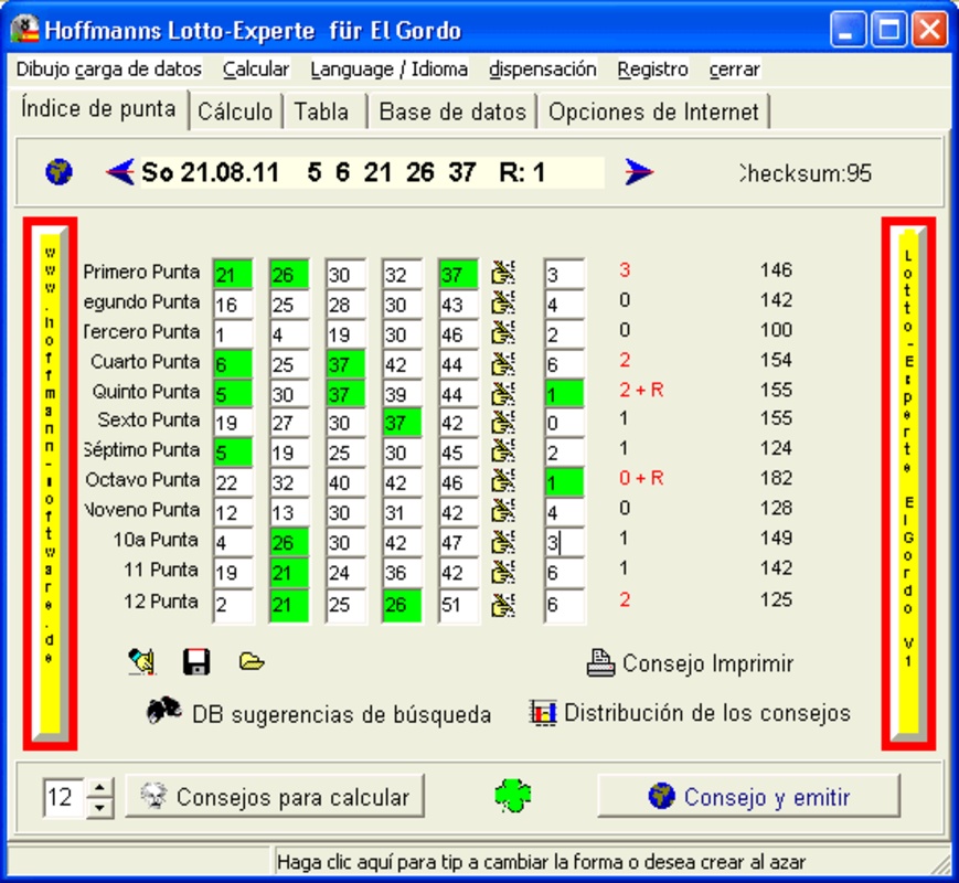Hoffmanns Lotto-Experte ElGordo 1.5 for Windows Screenshot 3