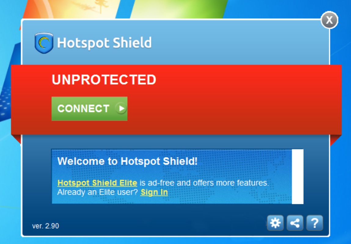 Hotspot Shield 12.1.1 for Windows Screenshot 1