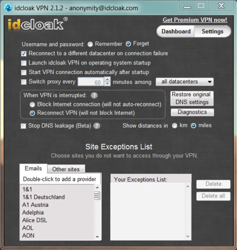 Idcloak VPN 2.2.1 for Windows Screenshot 1