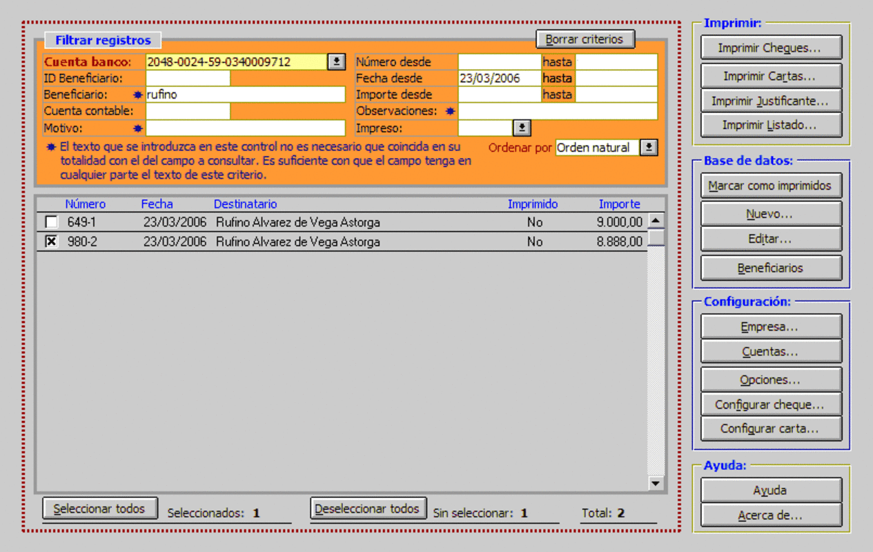 Imprimir Cheques 2.01.18 for Windows Screenshot 2