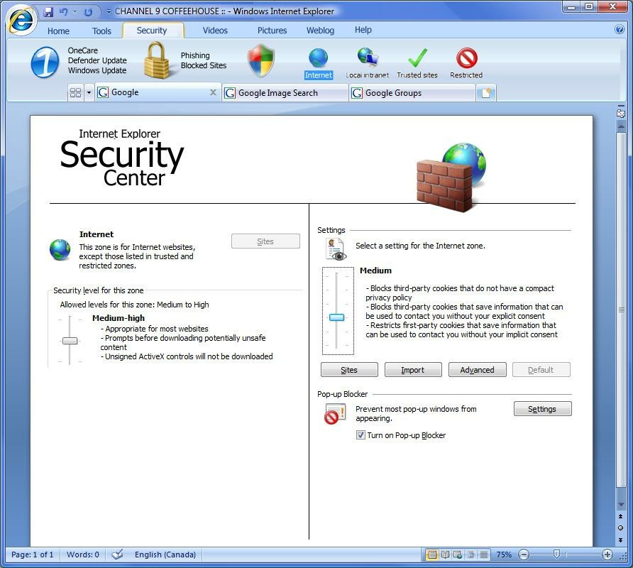 Internet Explorer 8  for Windows Screenshot 1