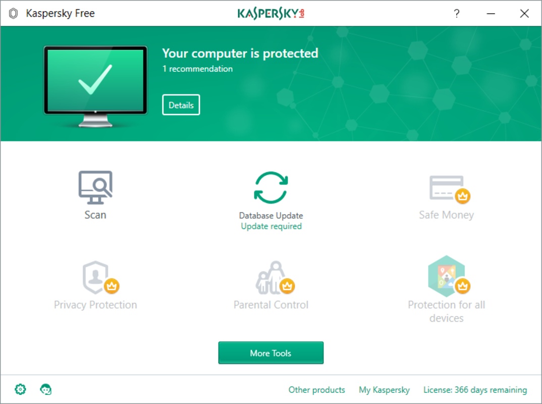 Kaspersky Free 21.3.10.391 feature