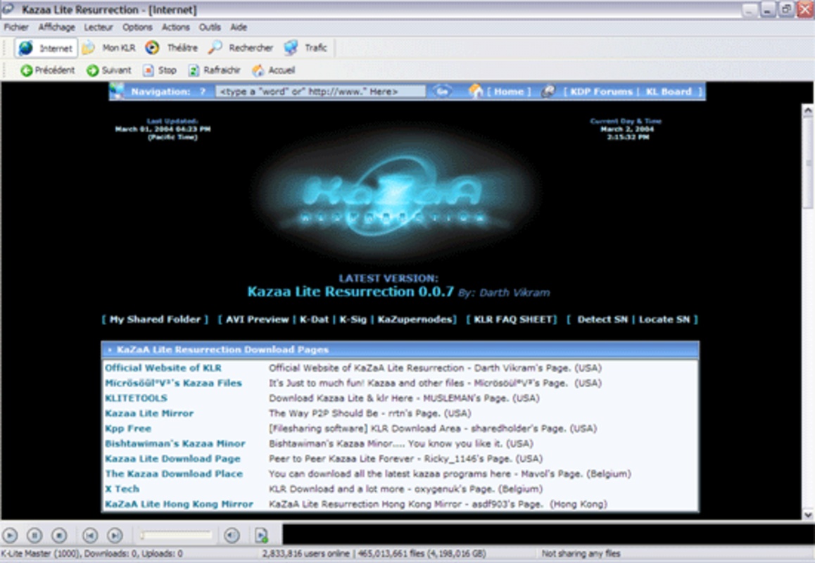 Kazaa Lite Resurrection 0.0.9 for Windows Screenshot 1