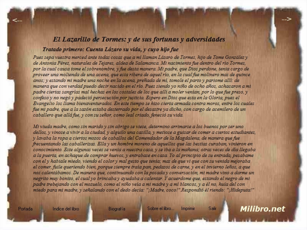 Lazarillo de Tormes 1.0 for Windows Screenshot 1