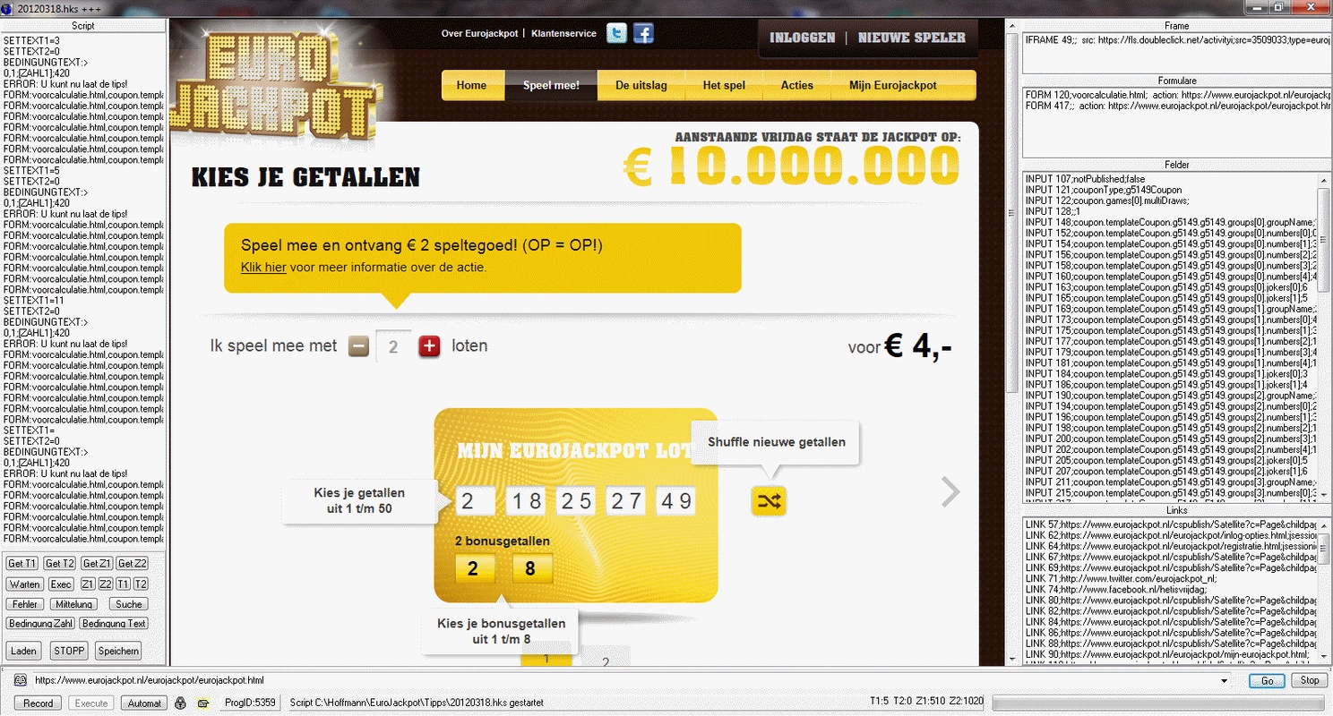 Lotto-Experte EuroJackpot 1.11 for Windows Screenshot 1