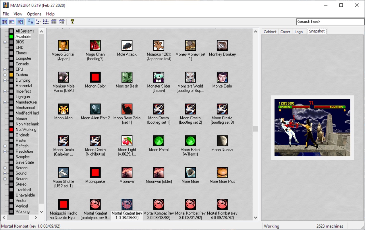 MameUI64 248 for Windows Screenshot 2