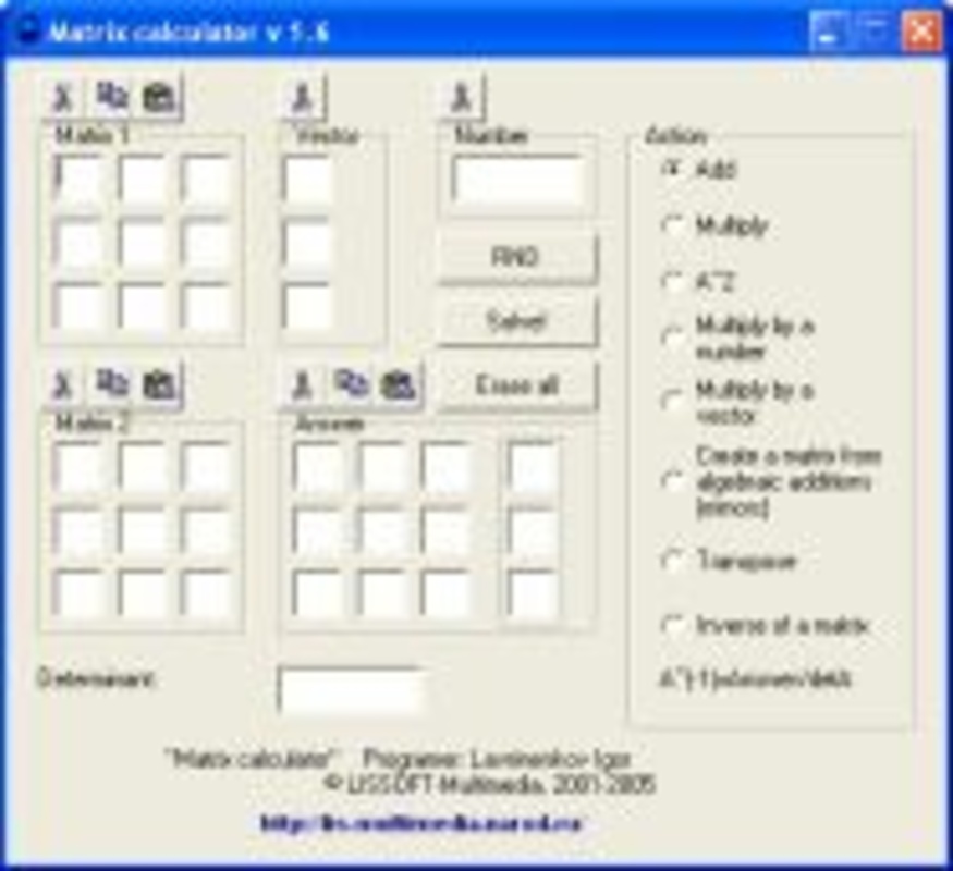 Matrix Calculator 1.6 for Windows Screenshot 1
