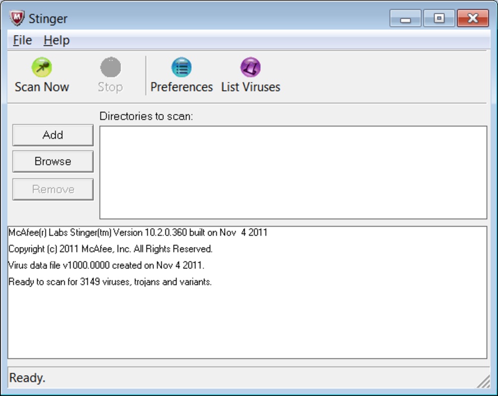 McAfee Stinger 12.2.0.570 for Windows Screenshot 1