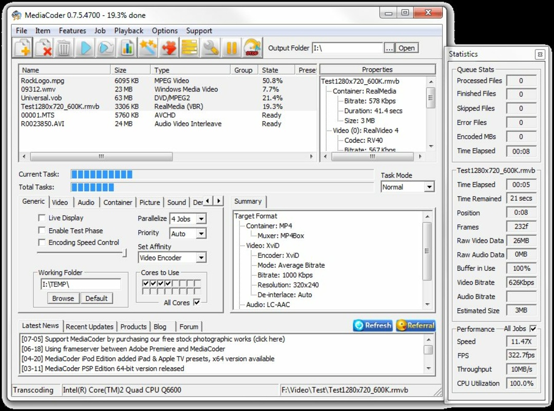 MediaCoder 0.8.65 for Windows Screenshot 1