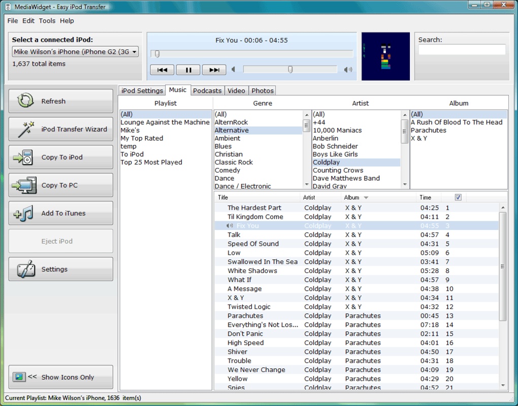 MediaWidget Easy-iPod-Transfer for Windows Screenshot 3