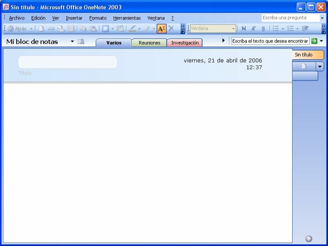 Microsoft Office OneNote 2003 for Windows Screenshot 2