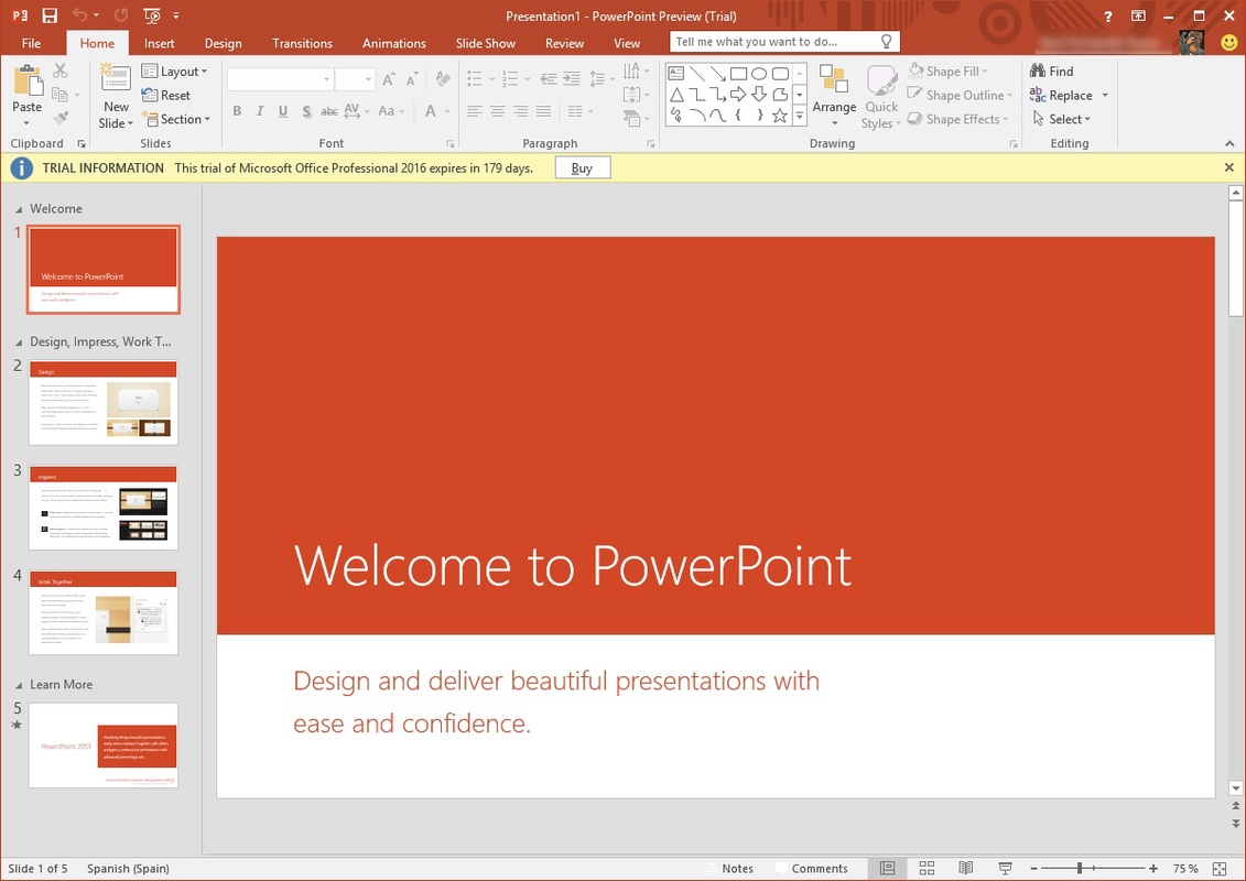 Microsoft PowerPoint 2016 Preview (32-bit) for Windows Screenshot 2