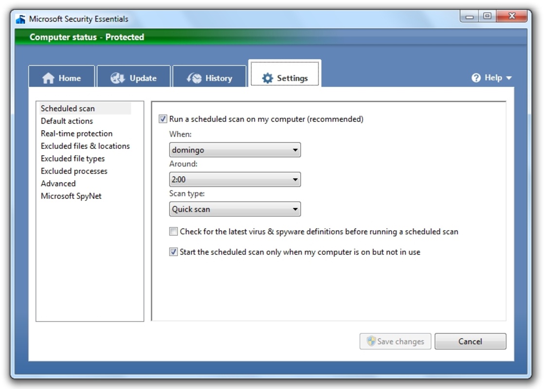 Microsoft Security Essentials 4.10.209.0 feature