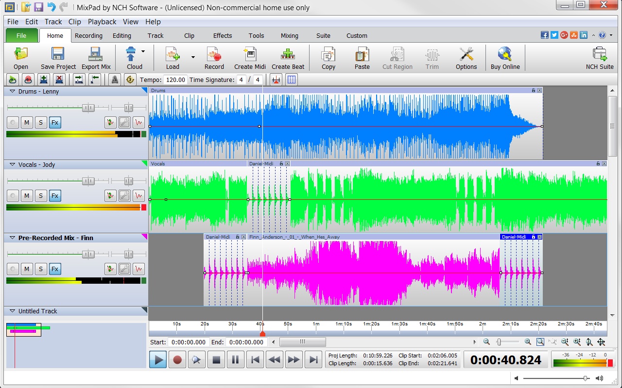 MixPad Free Music Mixer and Recording Studio 9.51 for Windows Screenshot 1