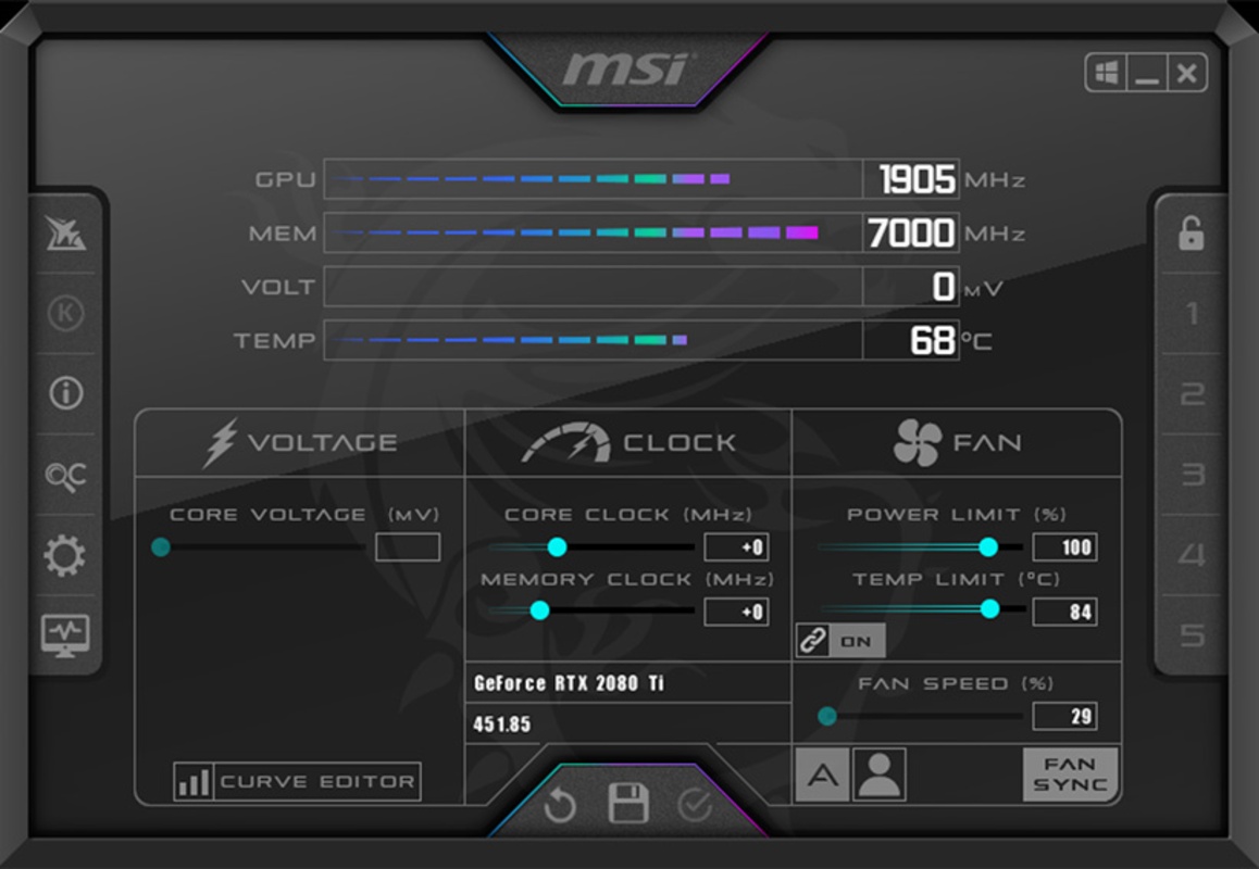 MSI Afterburner 4.6.5.4 for Windows Screenshot 1