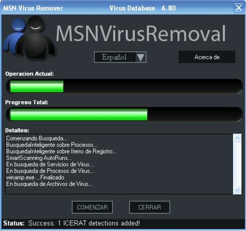 MSN Virus Remover 5.09 for Windows Screenshot 1