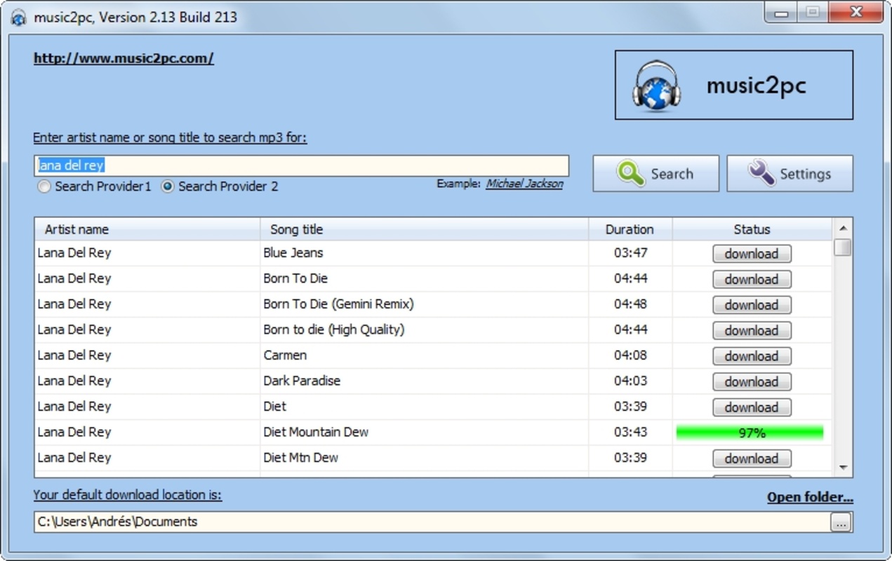 Music2PC 2.22 for Windows Screenshot 1