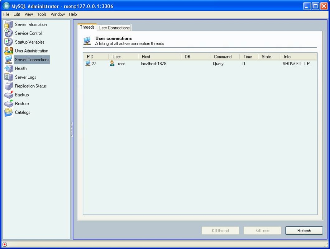 MySQL Administrator 1.1 for Windows Screenshot 1