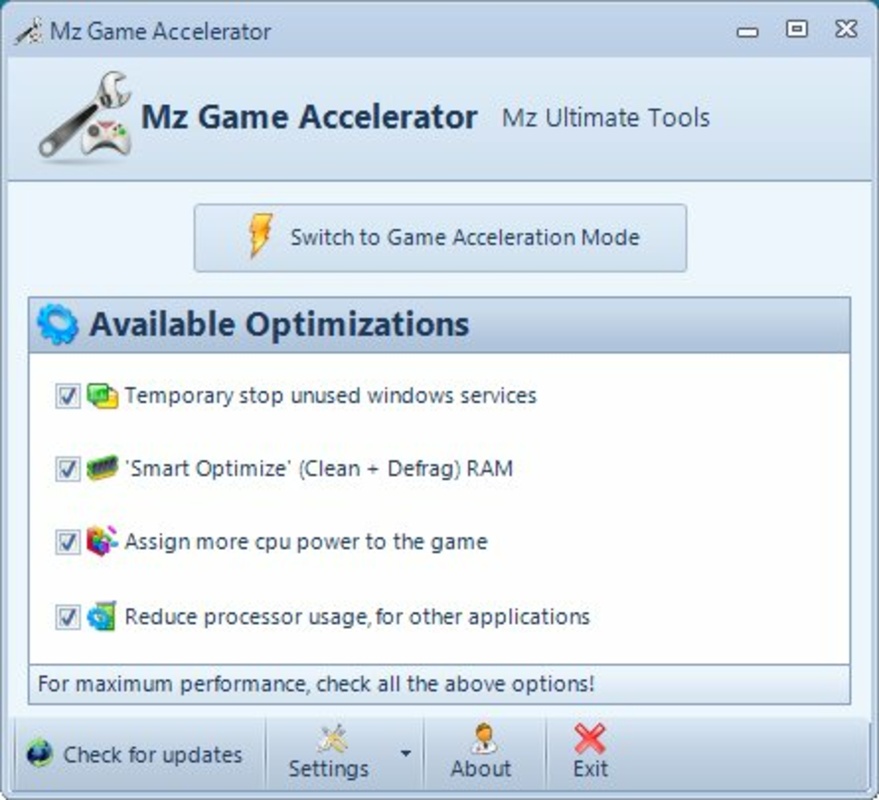 Mz Game Accelerator 1.1.0 for Windows Screenshot 3