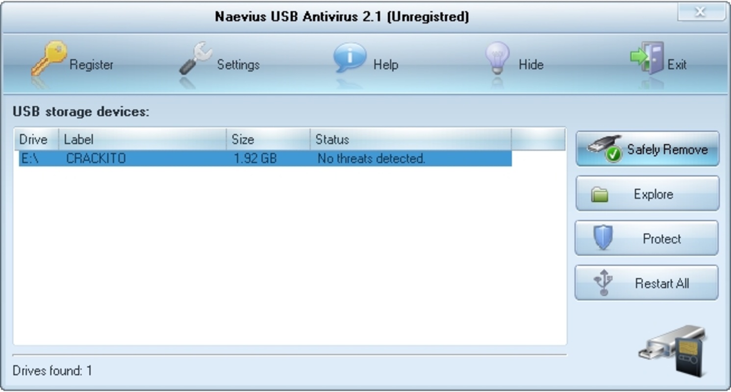Naevius USB Antivirus 2.1 for Windows Screenshot 1