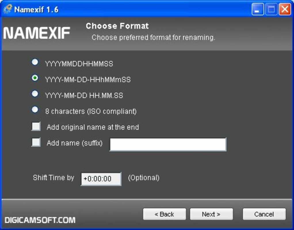 Namexif 2.2 for Windows Screenshot 1