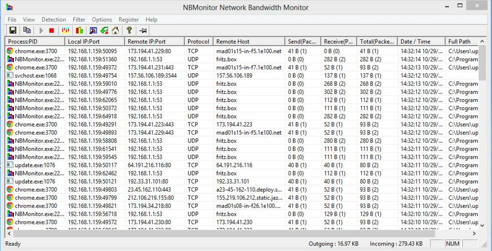 NBMonitor Network Bandwidth Monitor 1.6.8 for Windows Screenshot 1