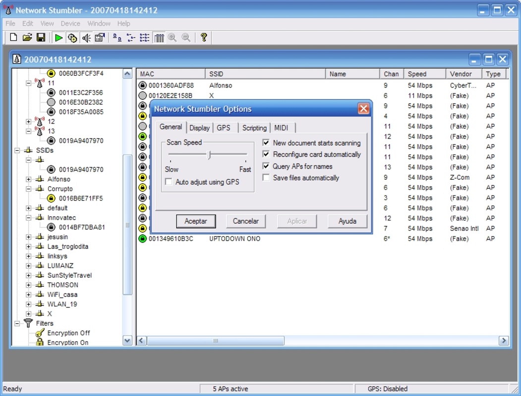 NetStumbler 0.4.0 for Windows Screenshot 1