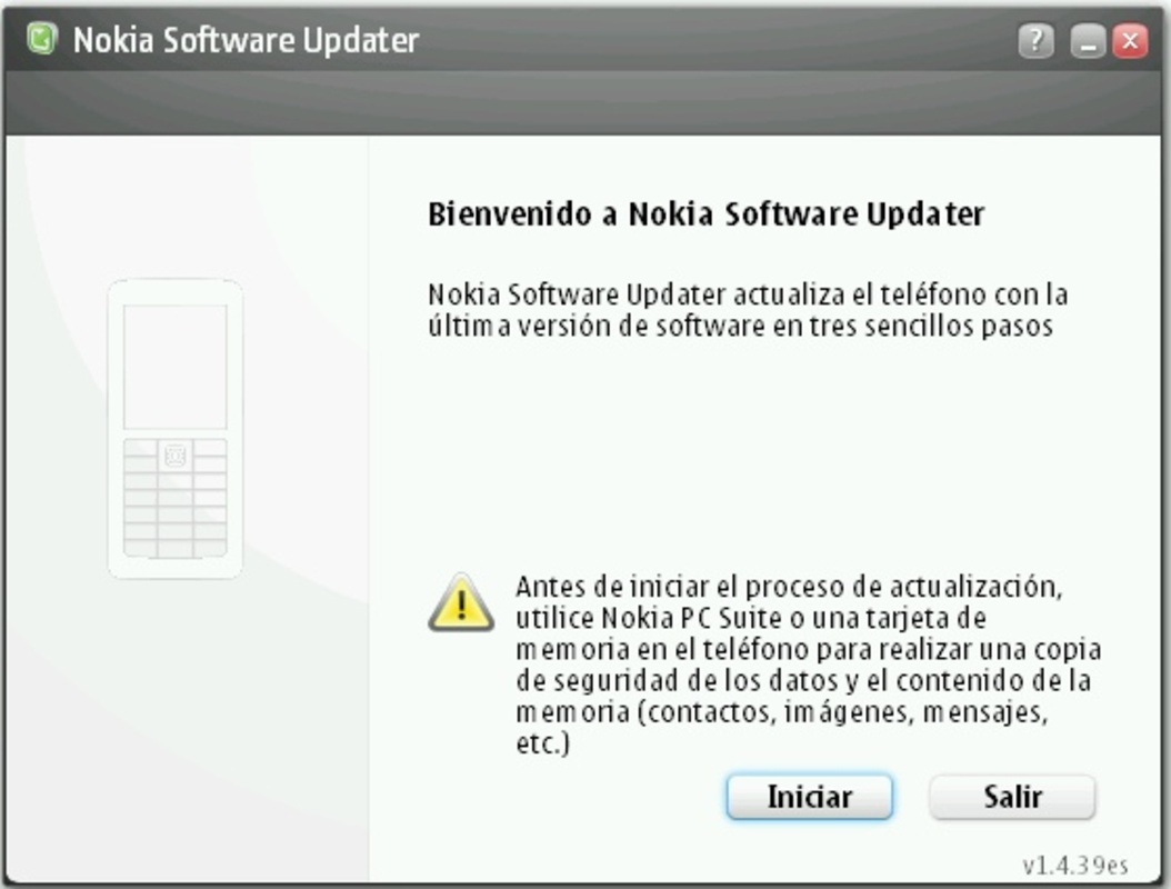 Nokia Software Update 1.4.39es for Windows Screenshot 1