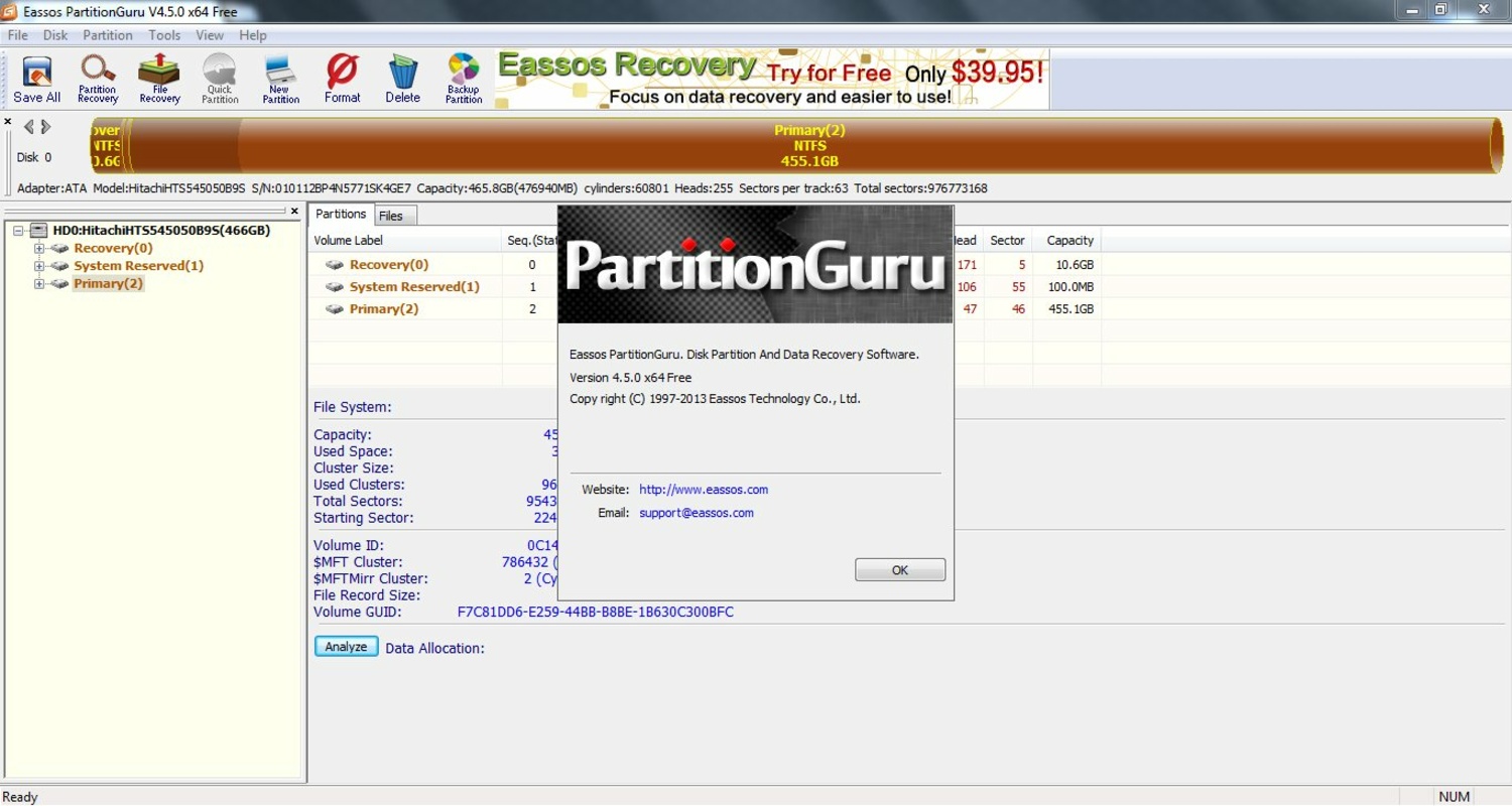 PartitionGuru 5.2.0.884 for Windows Screenshot 1