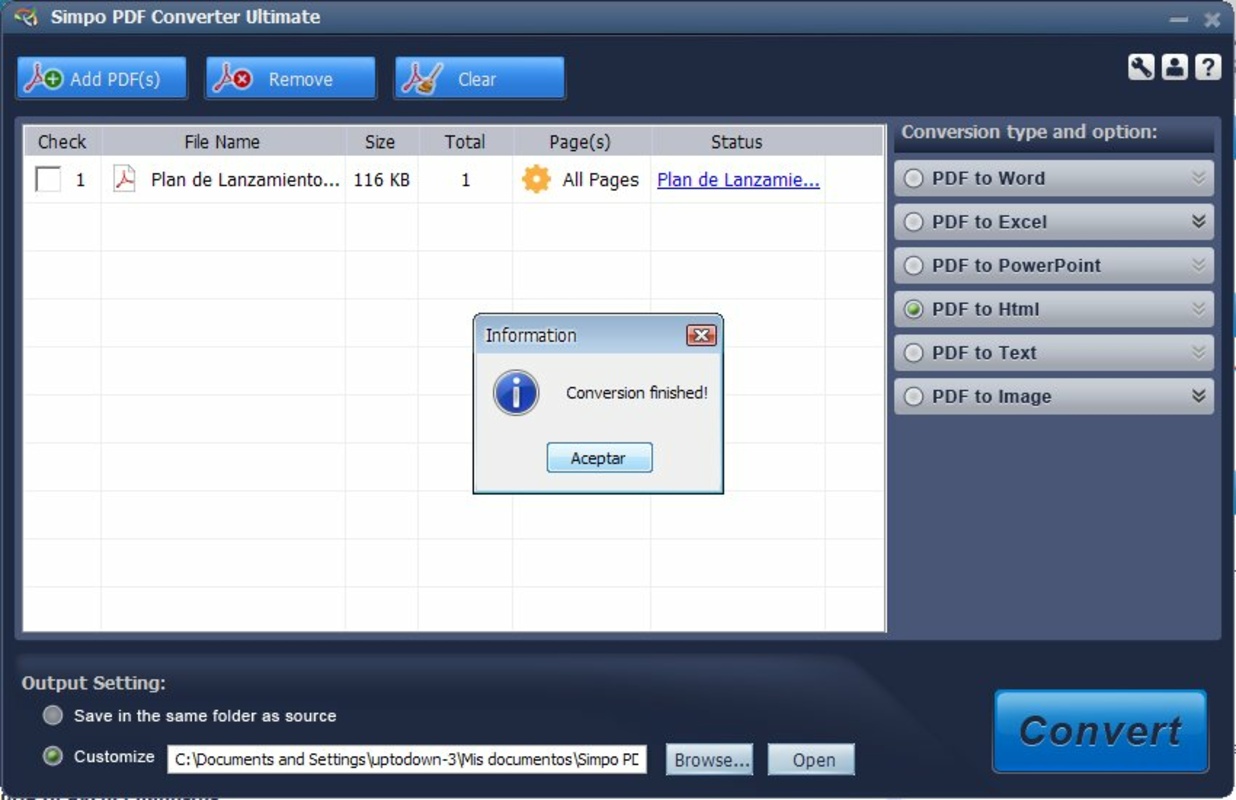 PDF Converter Ultimate 1.5.3 for Windows Screenshot 1