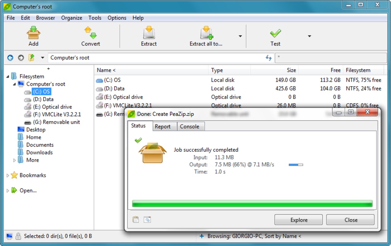 PeaZip 9.1.0 for Windows Screenshot 3