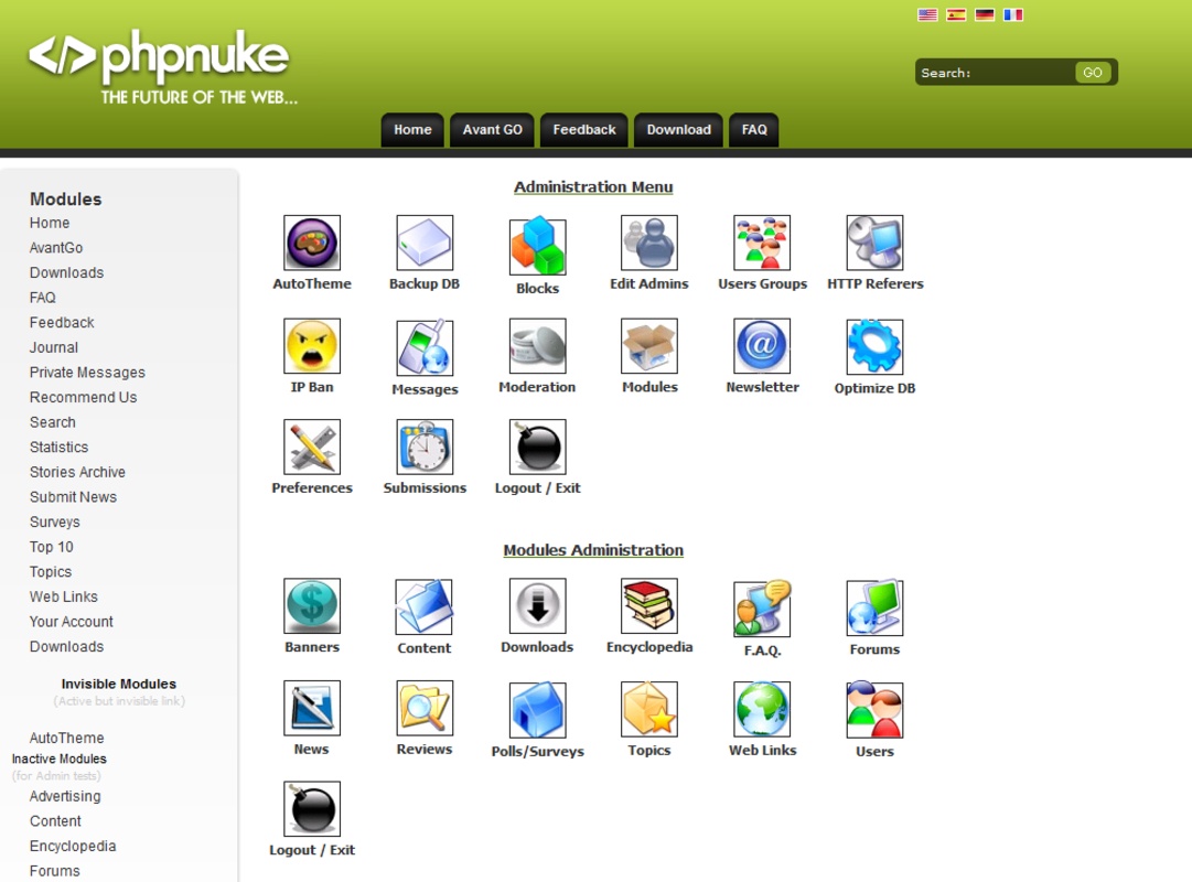 PHP Nuke 8.3.2 for Windows Screenshot 2