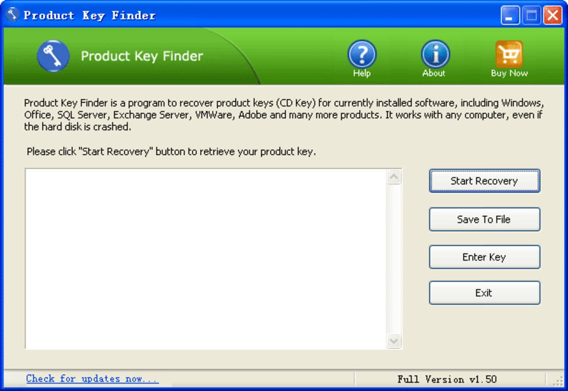 Product Key Finder 2.10 feature