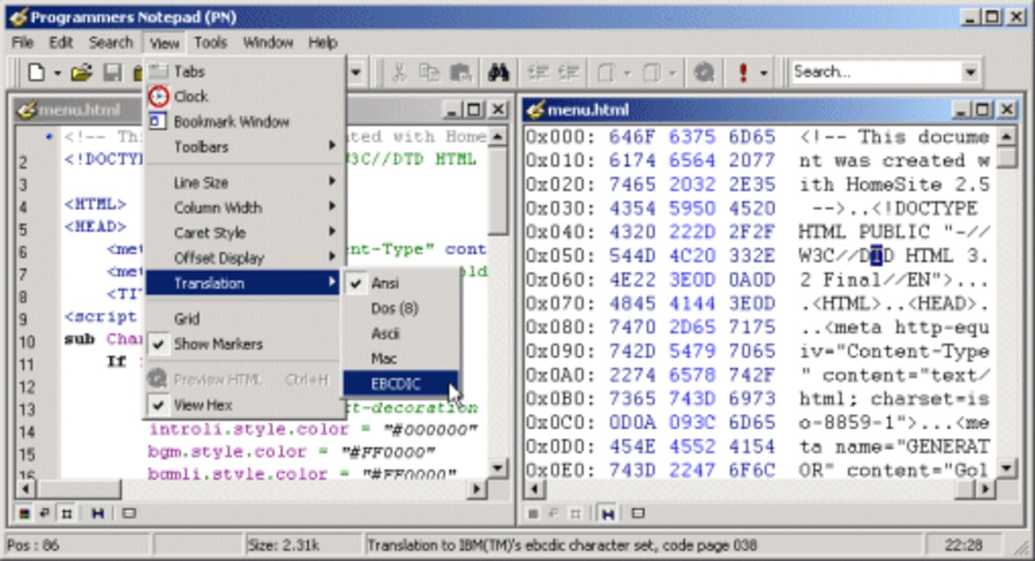 Programmers Notepad 2.4.2 for Windows Screenshot 2
