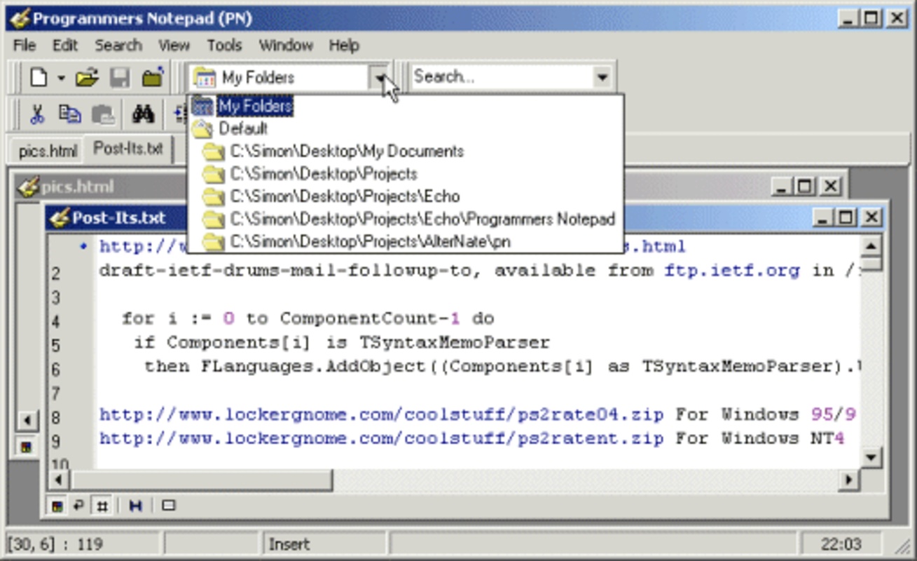 Programmers Notepad 2.4.2 for Windows Screenshot 5