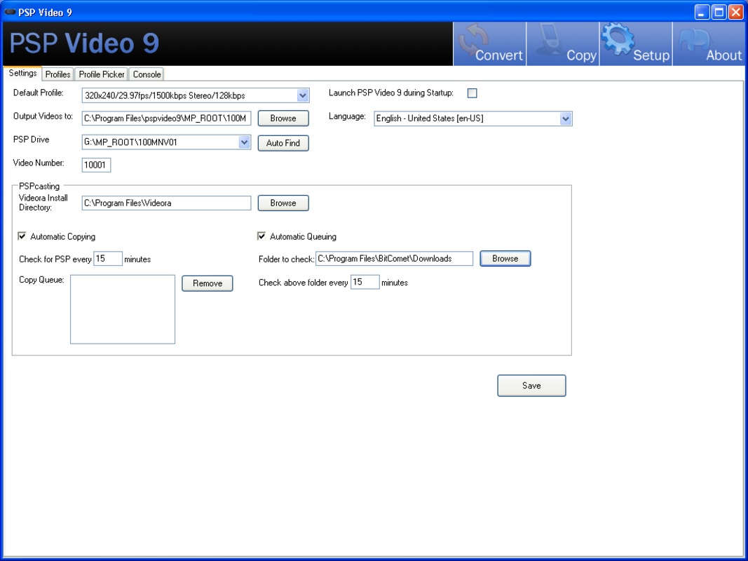 PSP Video 9 6.00 for Windows Screenshot 1