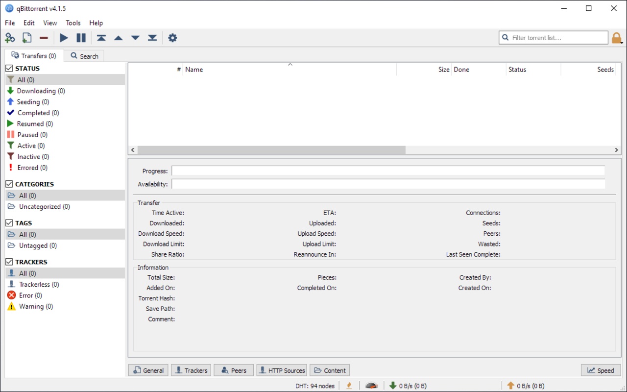 qBittorrent 4.5.2 for Windows Screenshot 1