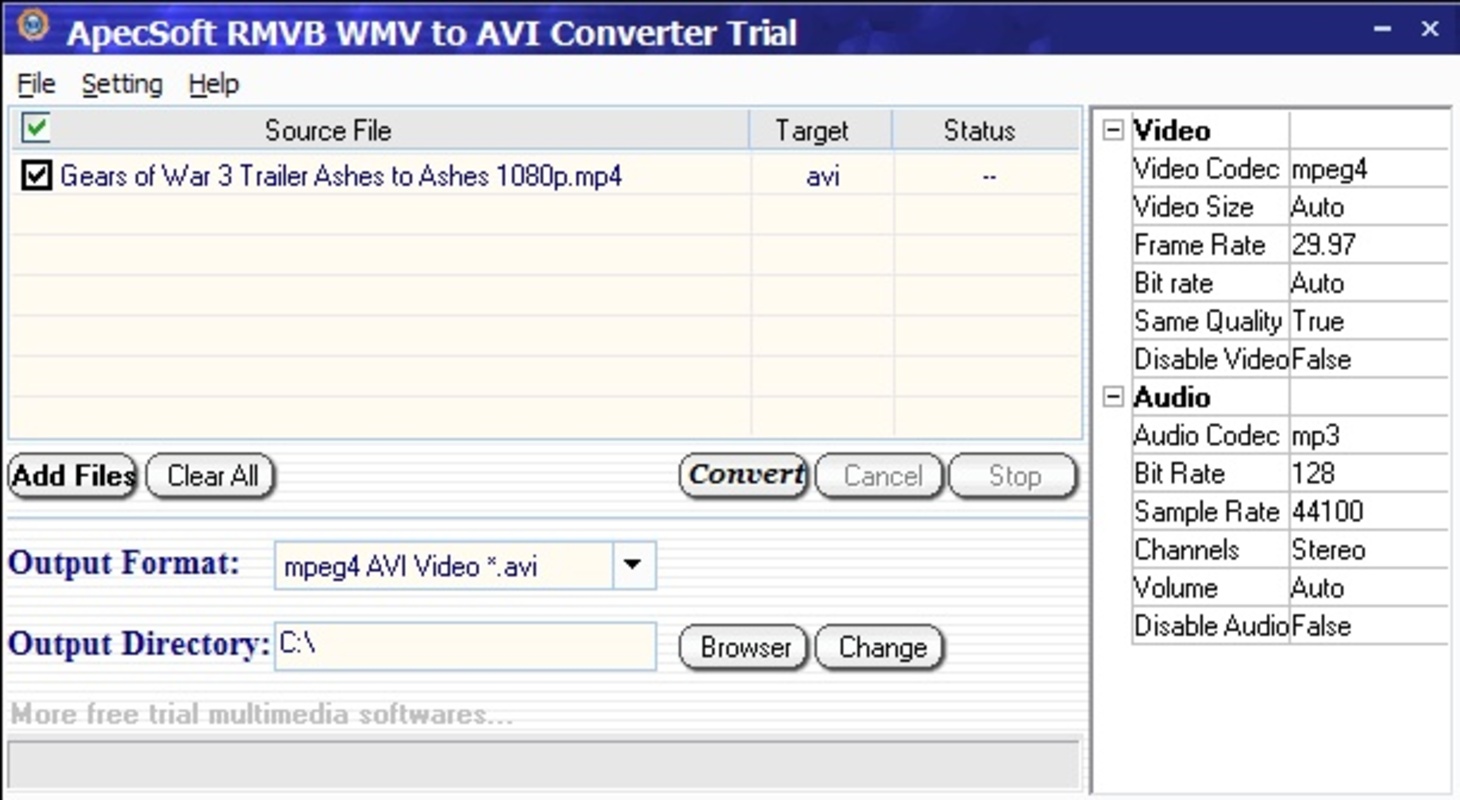 RMVB WMV to AVI Converter 2.1.0 for Windows Screenshot 2