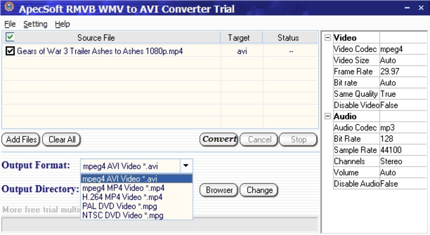RMVB WMV to AVI Converter 2.1.0 for Windows Screenshot 3