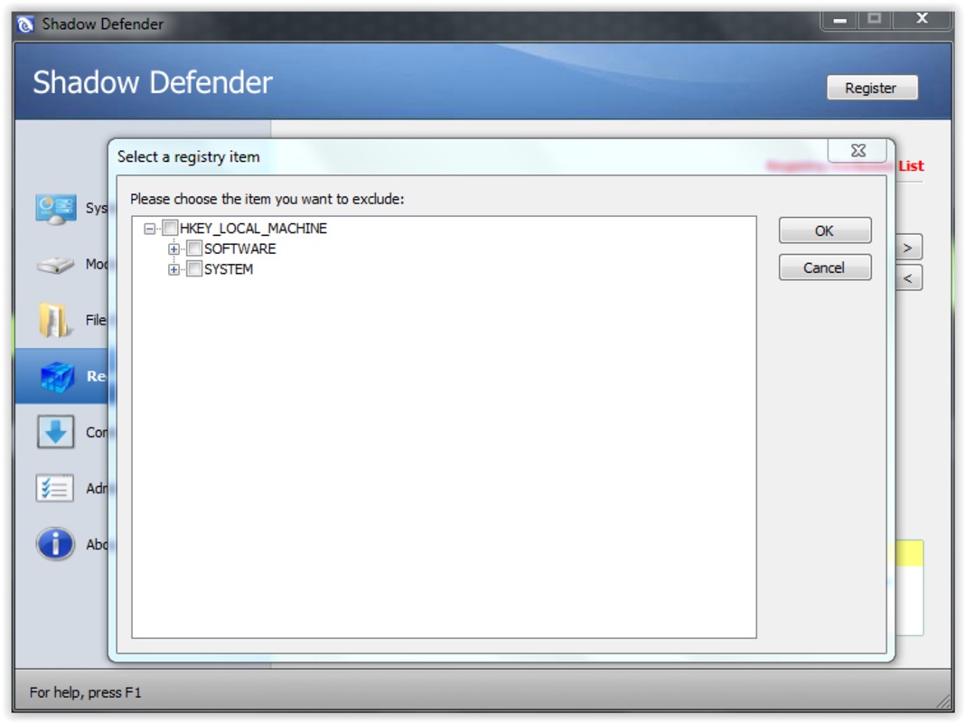Shadow Defender 1.4.0.650 feature