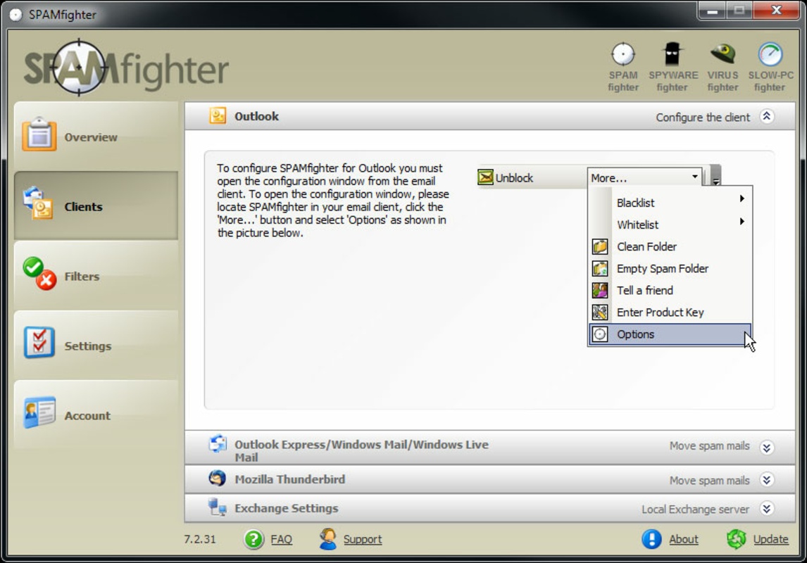 SPAMfighter 7.6.177 for Windows Screenshot 1