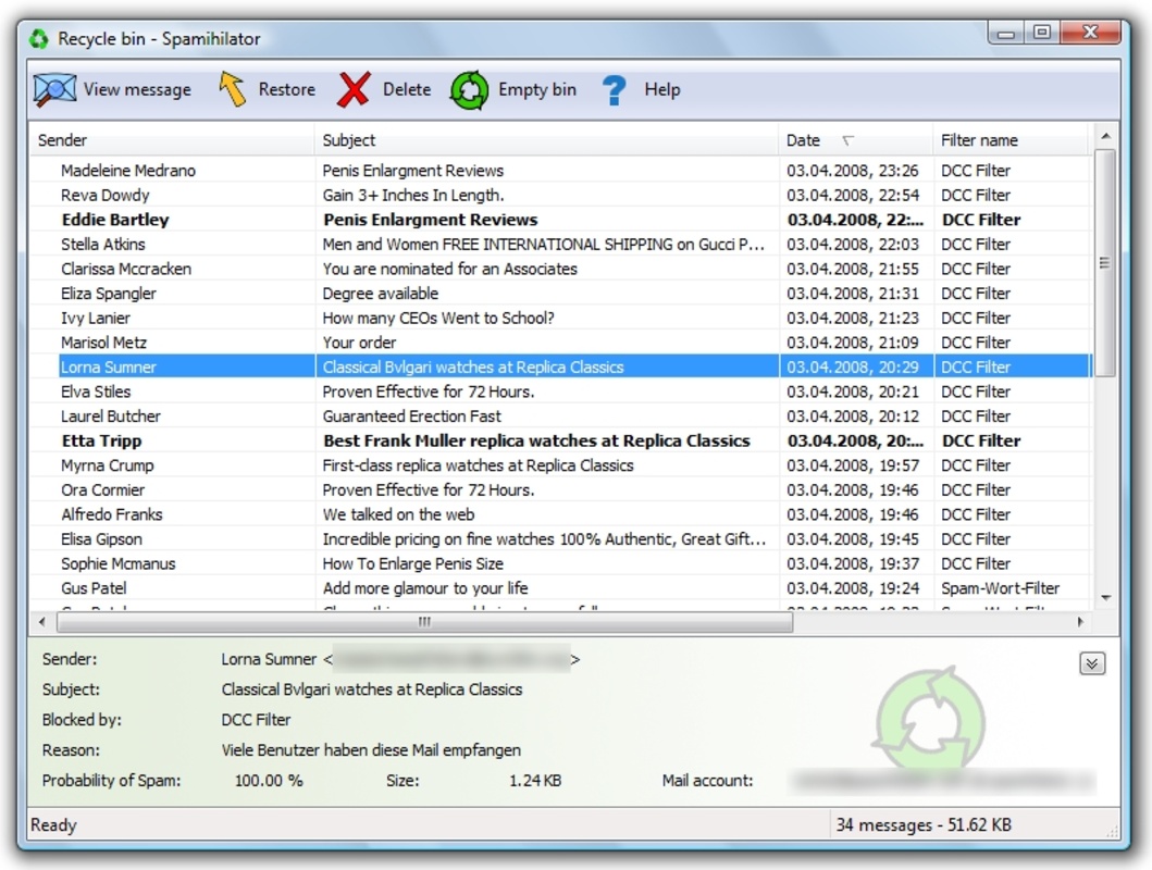 Spamihilator 1.6.0 for Windows Screenshot 2