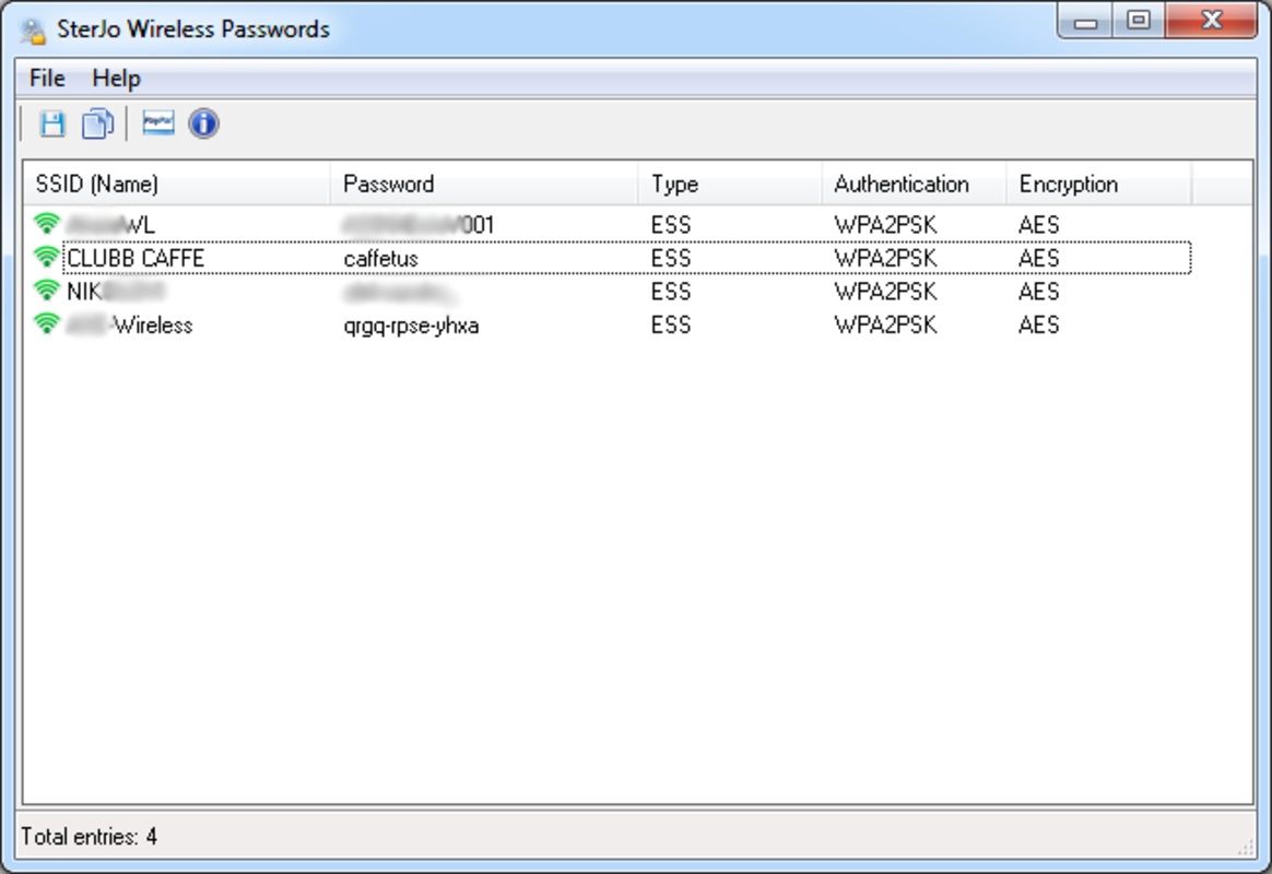 SterJo Wireless Passwords 2.0 for Windows Screenshot 1
