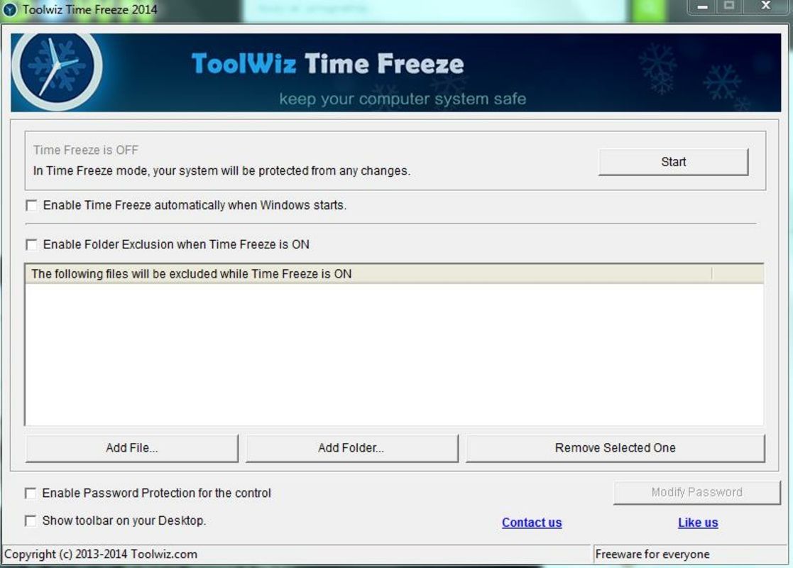Toolwiz Time Freeze 3.2.0.2000 for Windows Screenshot 2